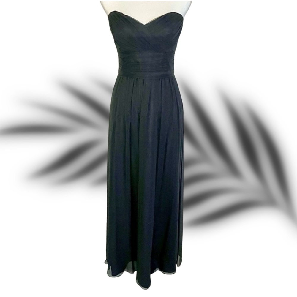 Vintage Shoshanna 100% Silk Strapless Black Dress Gown Sweetheart Neckline